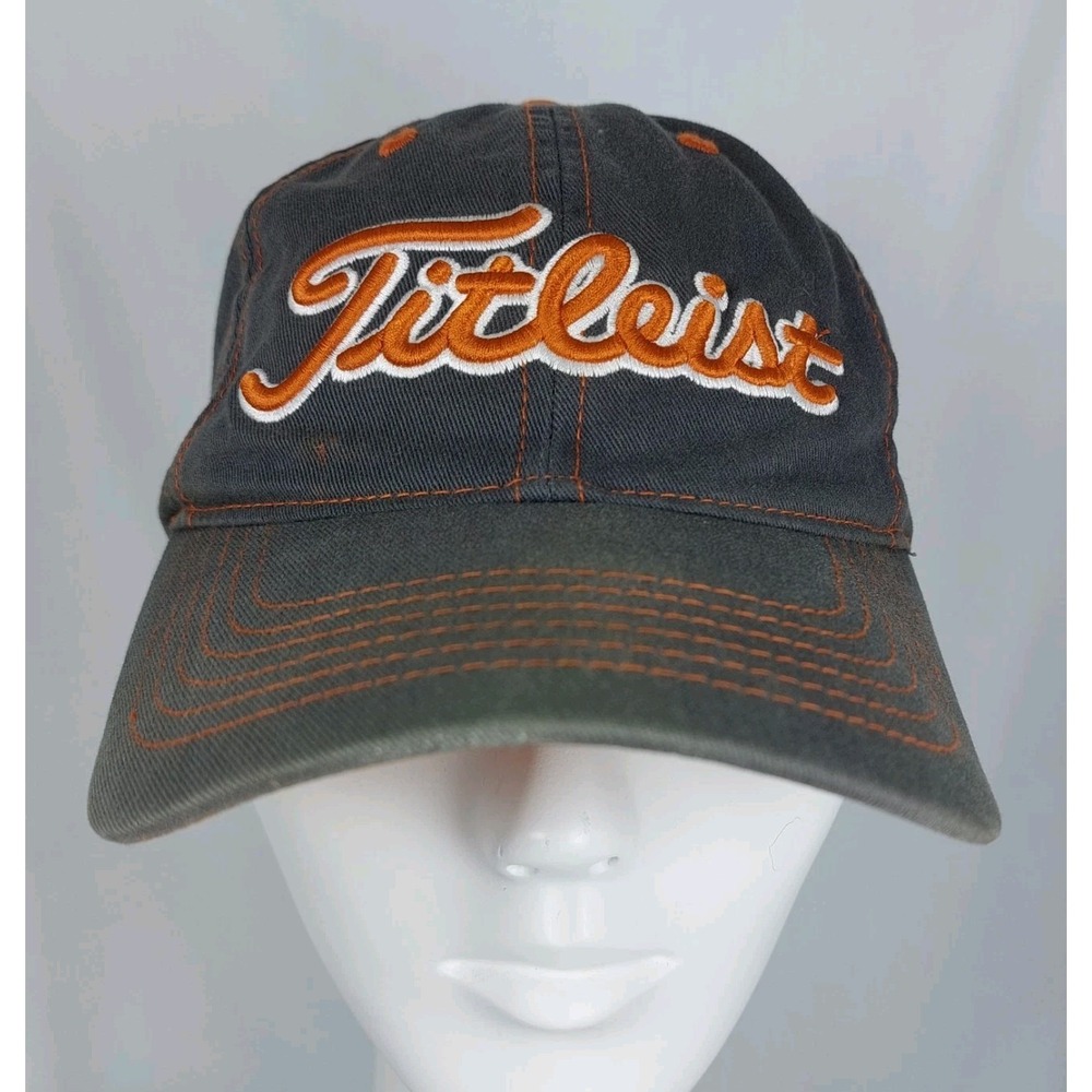 Titleist Pro V1 Cap Hat Adjustable Gray Orange Cotton